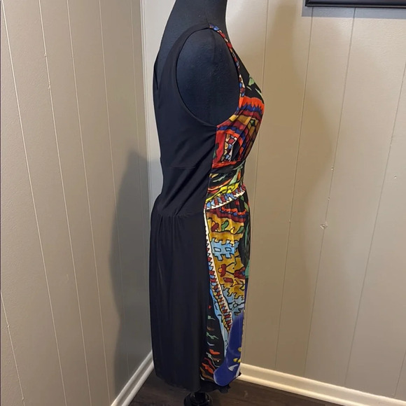 Desigual Women’s Medium Multicolor Abstract Mesh Layer Midi Dress - Picture 3 of 5